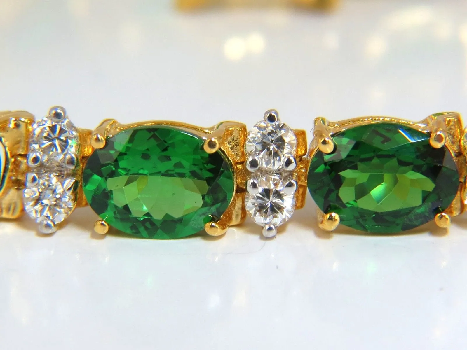 21.68CT NATURAL VIVID BRIGHT GREEN TSAVORITE DIAMONDS TENNIS BRACELET