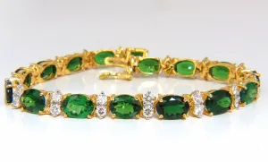 21.68CT NATURAL VIVID BRIGHT GREEN TSAVORITE DIAMONDS TENNIS BRACELET