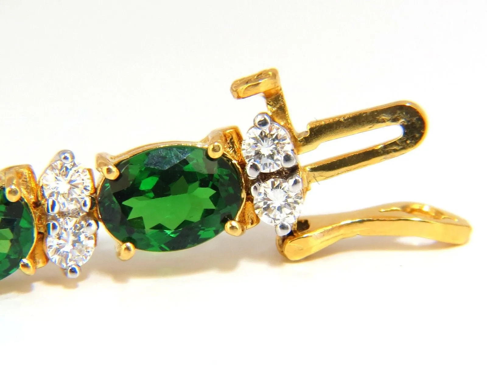 21.68CT NATURAL VIVID BRIGHT GREEN TSAVORITE DIAMONDS TENNIS BRACELET