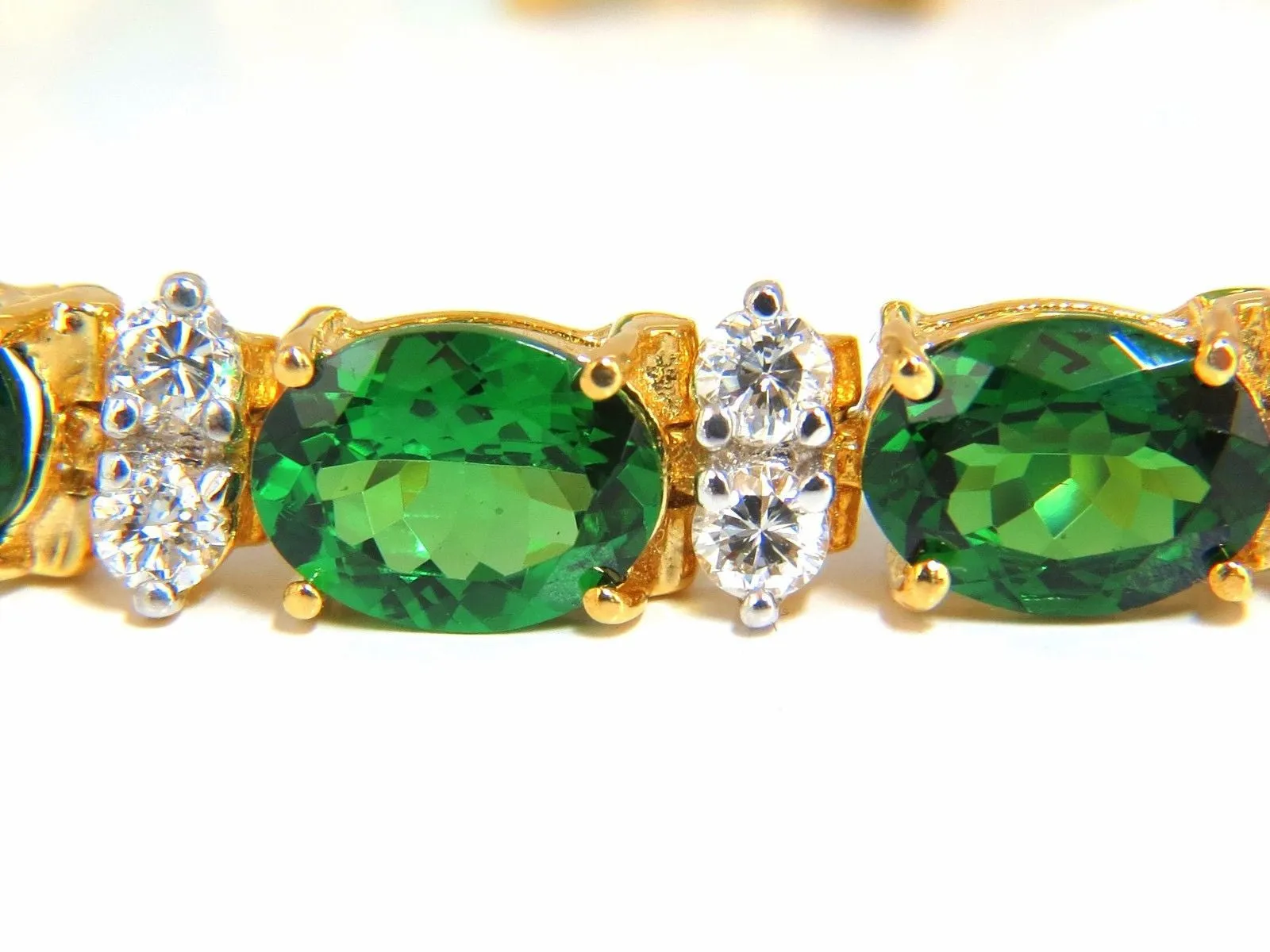 21.68CT NATURAL VIVID BRIGHT GREEN TSAVORITE DIAMONDS TENNIS BRACELET