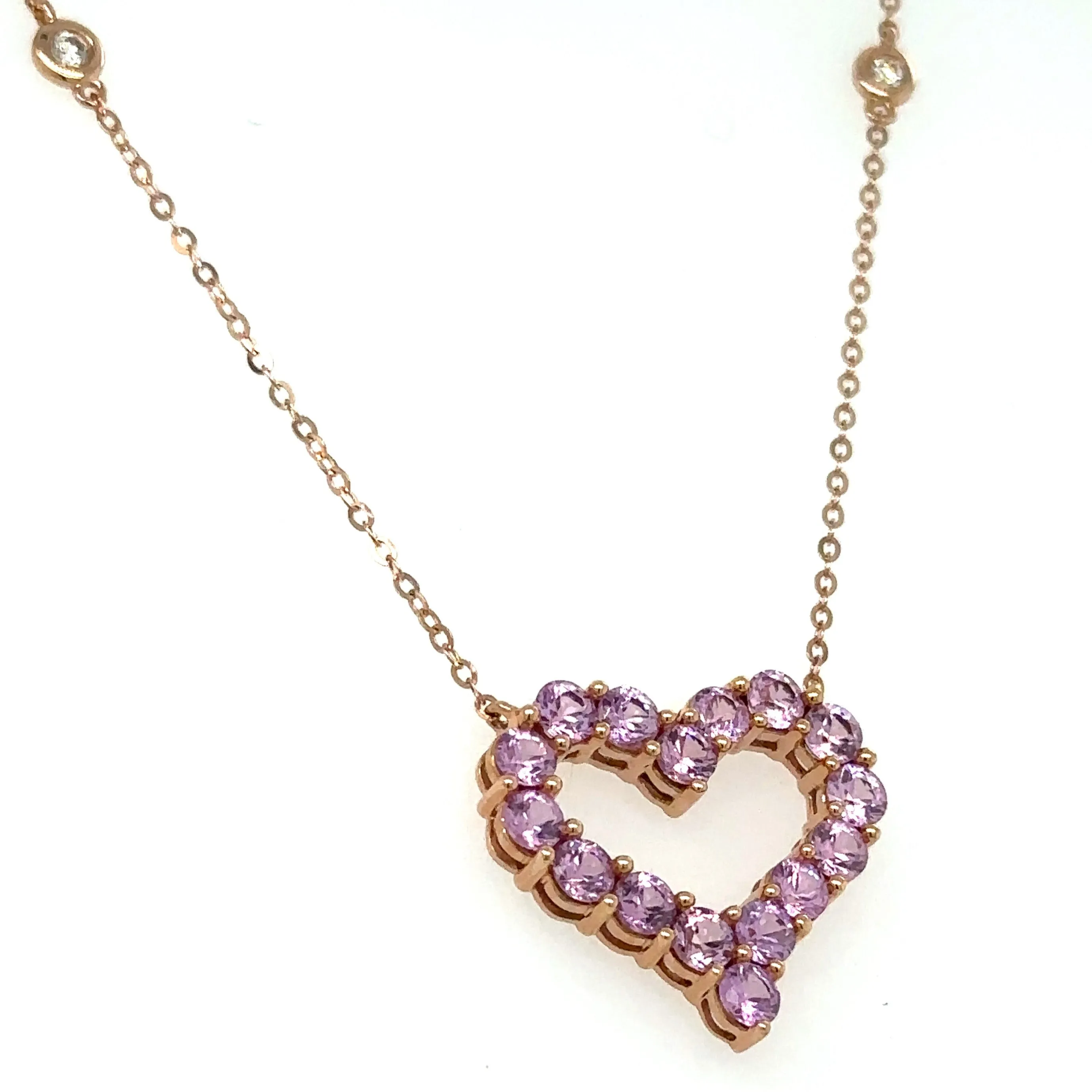 2.24carat Pink Sapphire Open Heart Shaped Necklace