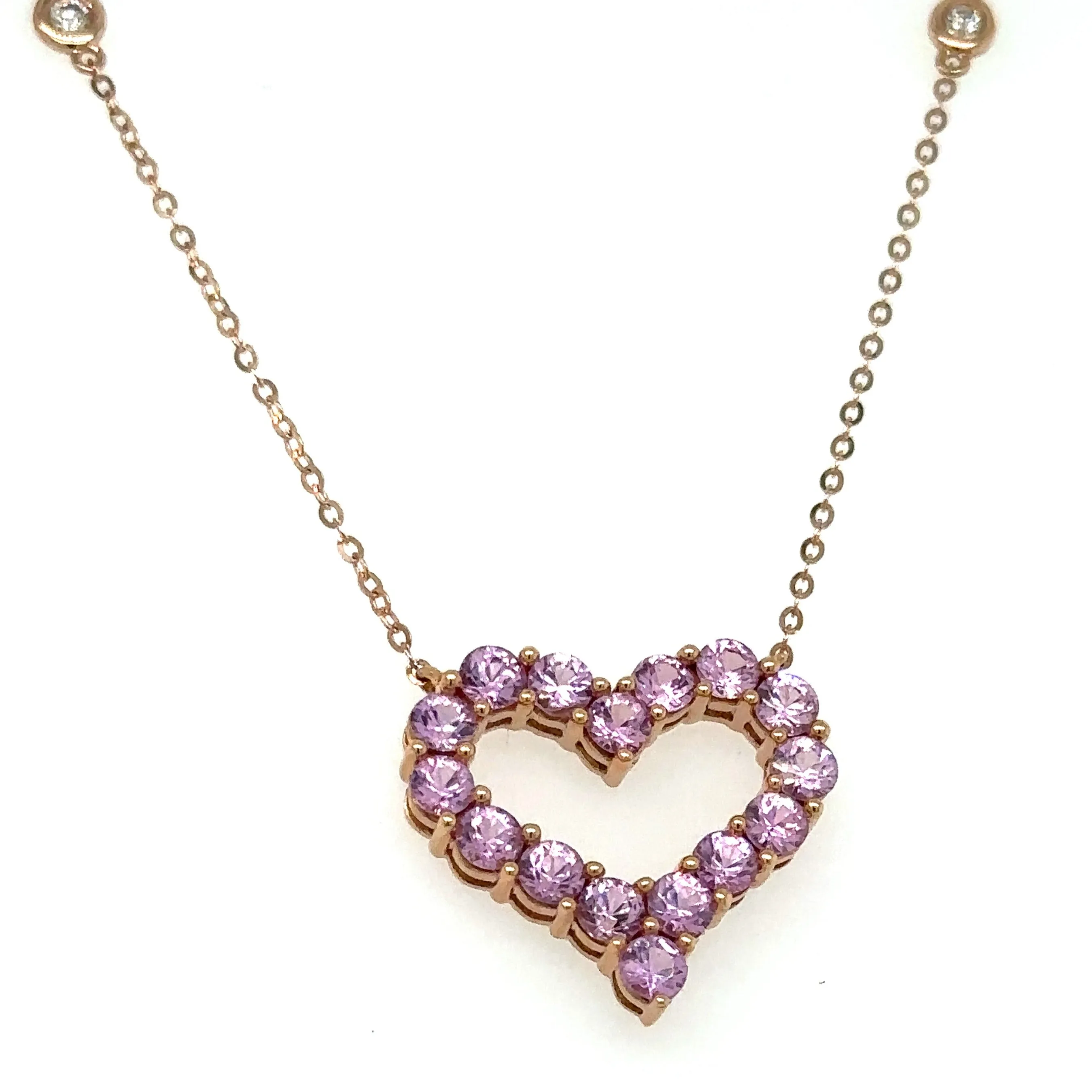 2.24carat Pink Sapphire Open Heart Shaped Necklace
