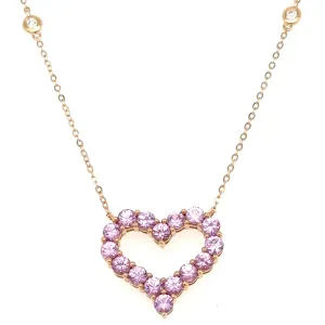 2.24carat Pink Sapphire Open Heart Shaped Necklace