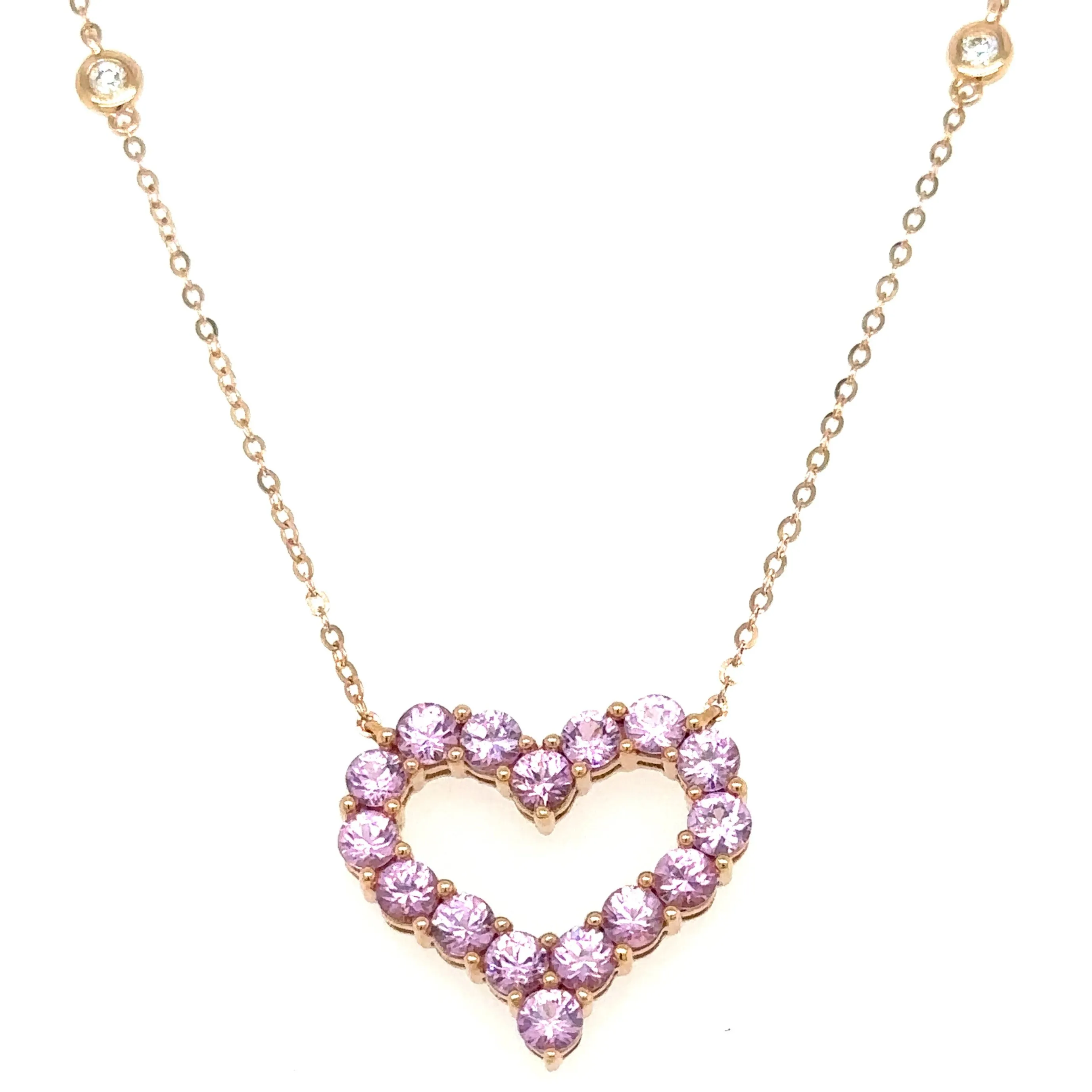 2.24carat Pink Sapphire Open Heart Shaped Necklace