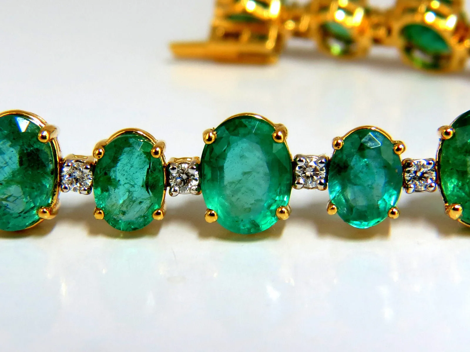 22.86ct bright green natural emerald diamonds tennis bracelet 14kt