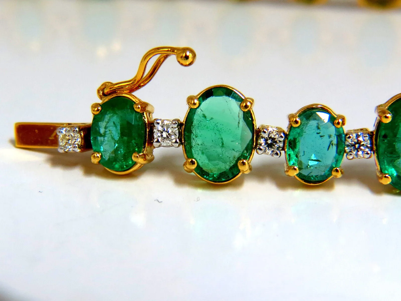 22.86ct bright green natural emerald diamonds tennis bracelet 14kt