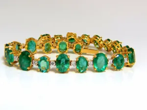 22.86ct bright green natural emerald diamonds tennis bracelet 14kt