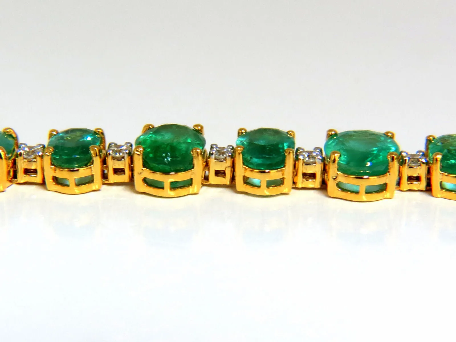 22.86ct bright green natural emerald diamonds tennis bracelet 14kt