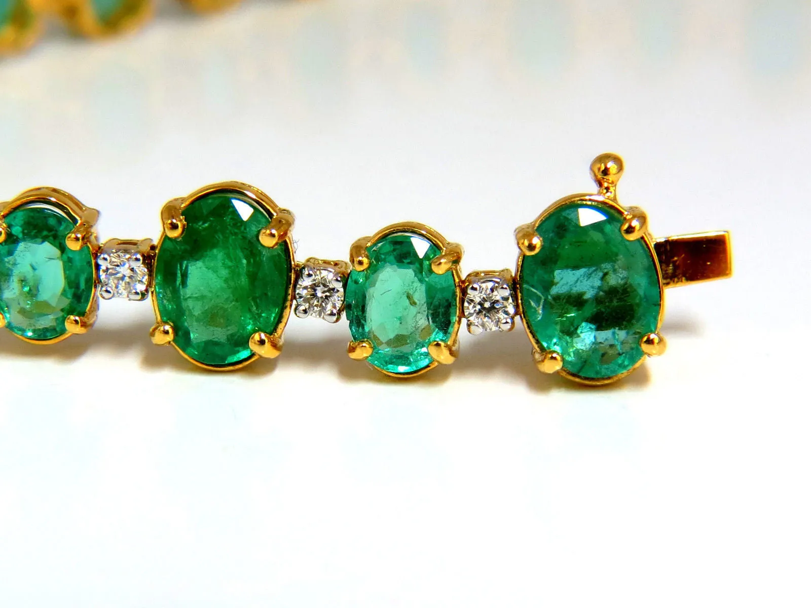 22.86ct bright green natural emerald diamonds tennis bracelet 14kt