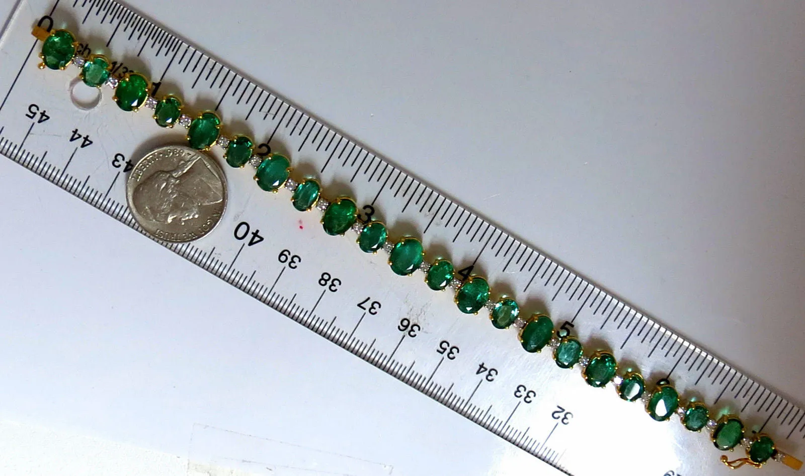 22.86ct bright green natural emerald diamonds tennis bracelet 14kt