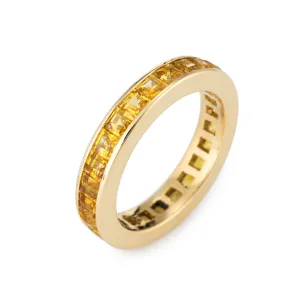 2.40ct Yellow Sapphire Eternity Ring 5 Estate Square Emerald Cut Stack Band