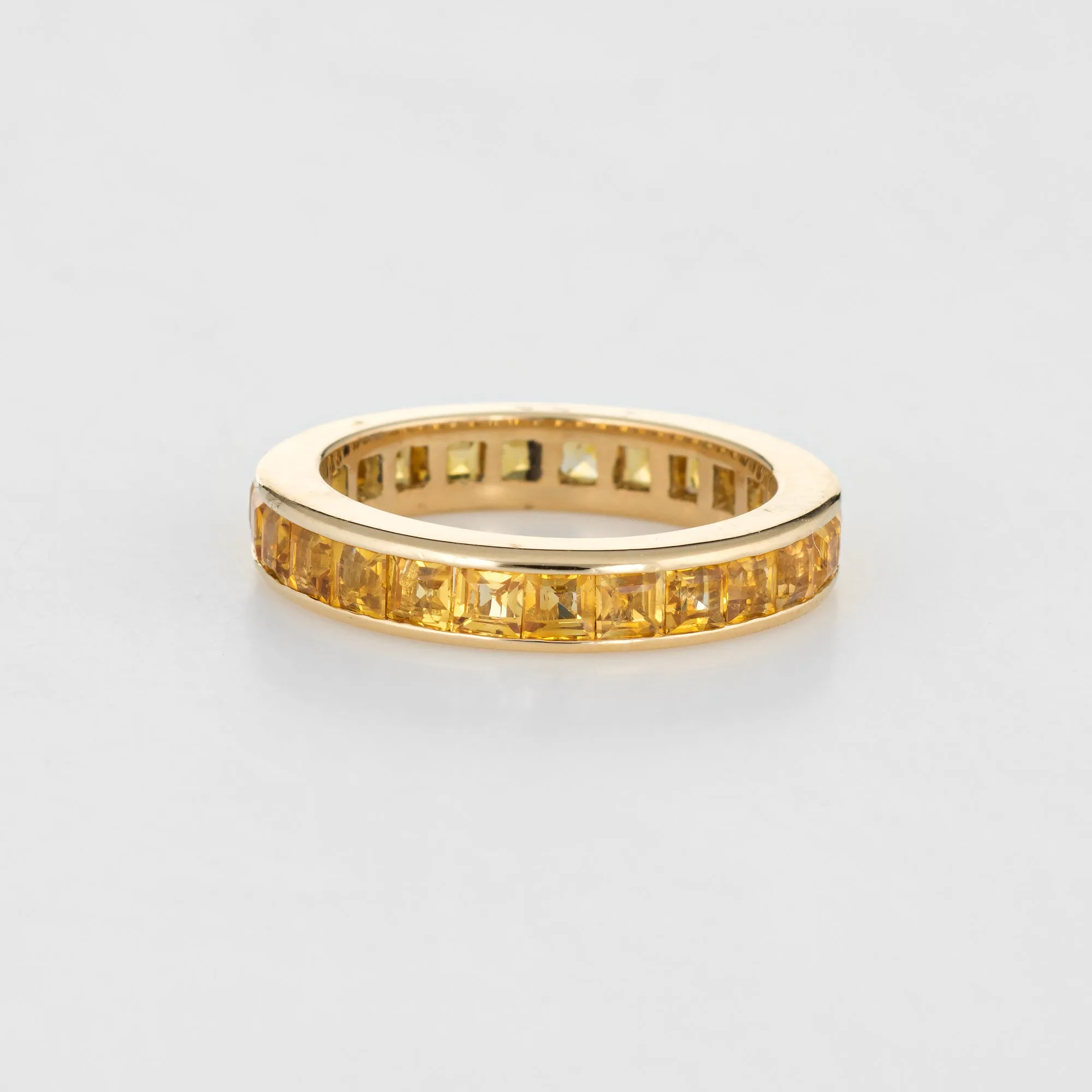 2.40ct Yellow Sapphire Eternity Ring 5 Estate Square Emerald Cut Stack Band
