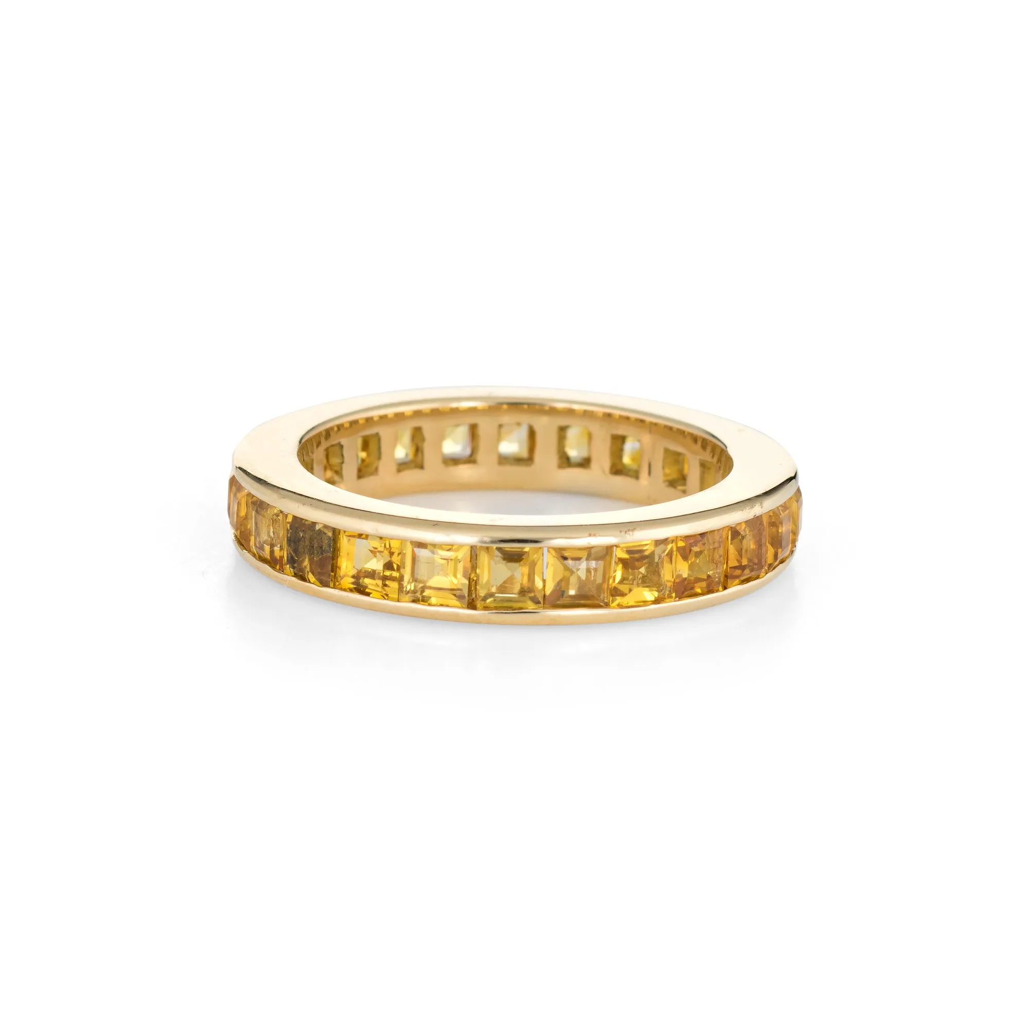2.40ct Yellow Sapphire Eternity Ring 5 Estate Square Emerald Cut Stack Band