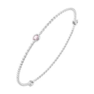 2/5 cttw Pink Sapphire Bangle Bracelet Brass With Rhodium Plating Oval Cable