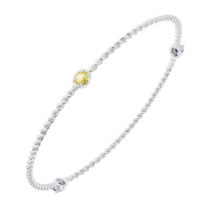 2/5 cttw Yellow Sapphire Bangle Bracelet Brass With Rhodium Plating Oval Cable