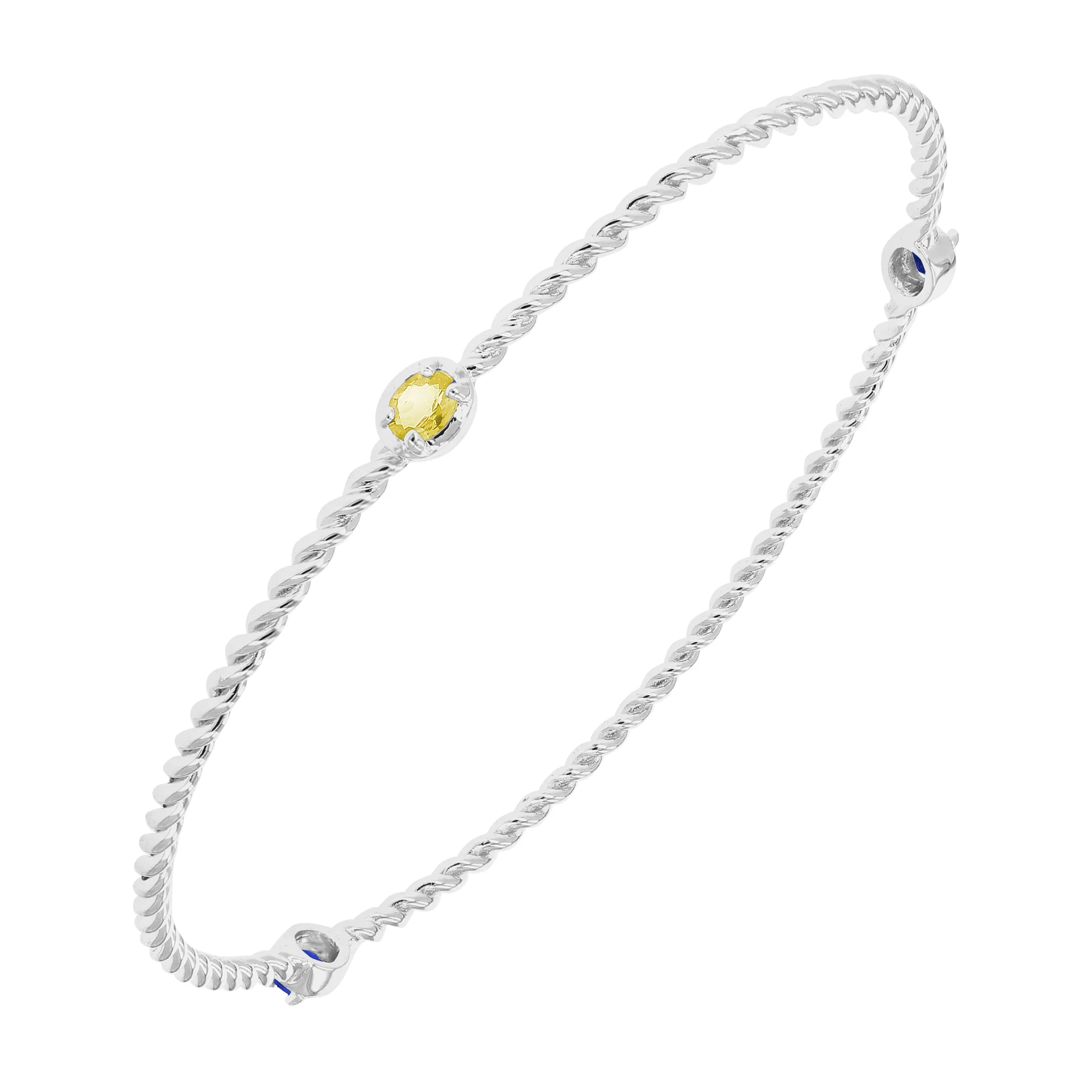 2/5 cttw Yellow Sapphire Bangle Bracelet Brass With Rhodium Plating Oval Cable