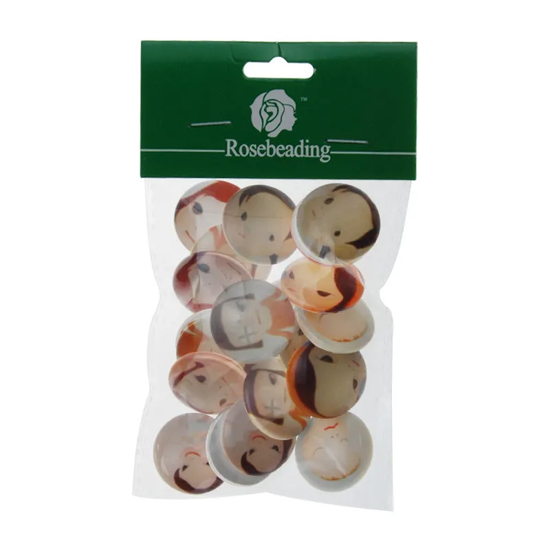 25mm round transparent pattern glass cabochons with mixed cute girls,flat back,thickness 6.5mm, 20 pieces/lot