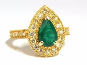 2.85ct Natural Pear Brilliant Emerald diamond ring 14kt G/Vs  Fancy Yellows