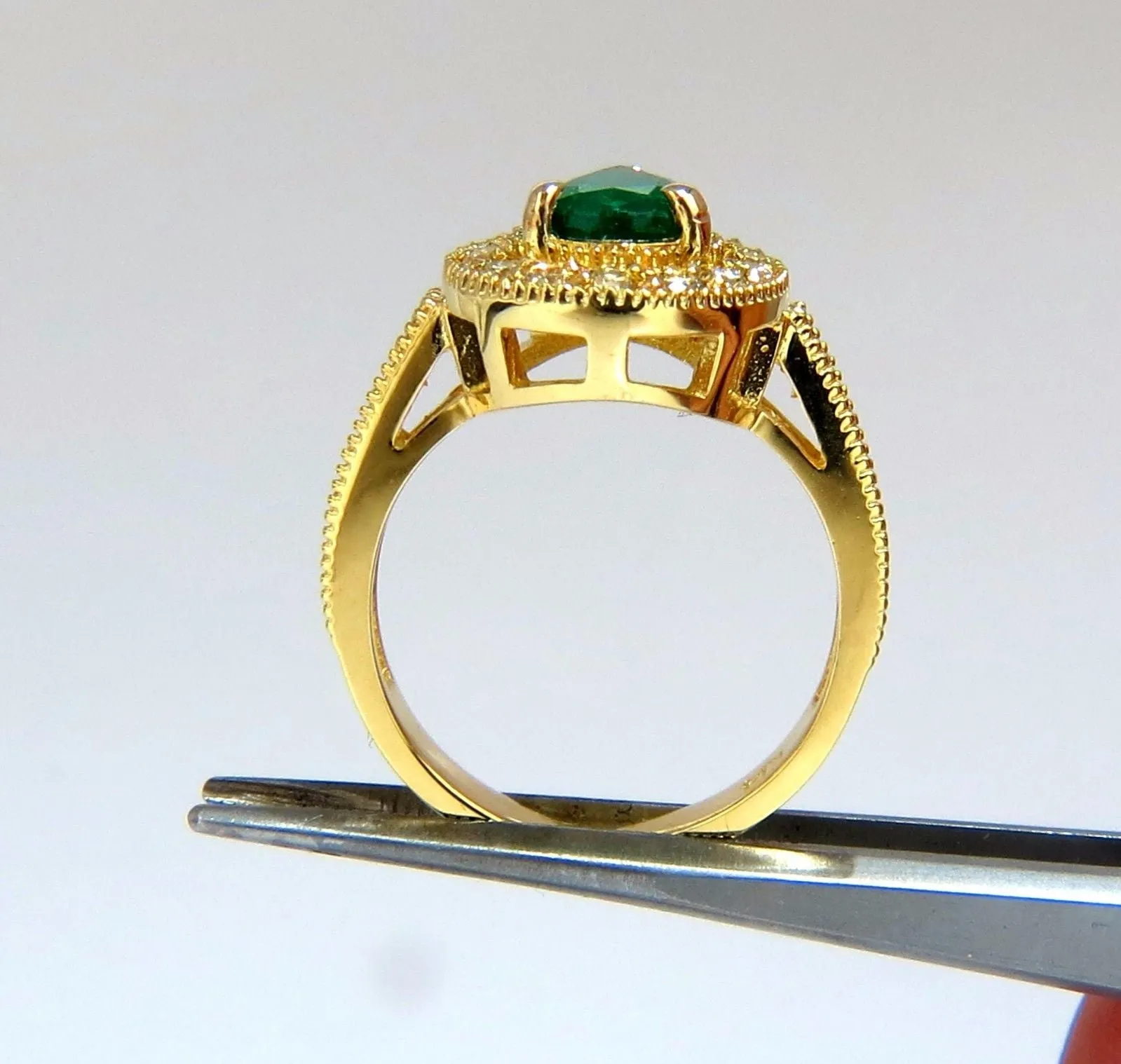 2.85ct Natural Pear Brilliant Emerald diamond ring 14kt G/Vs  Fancy Yellows