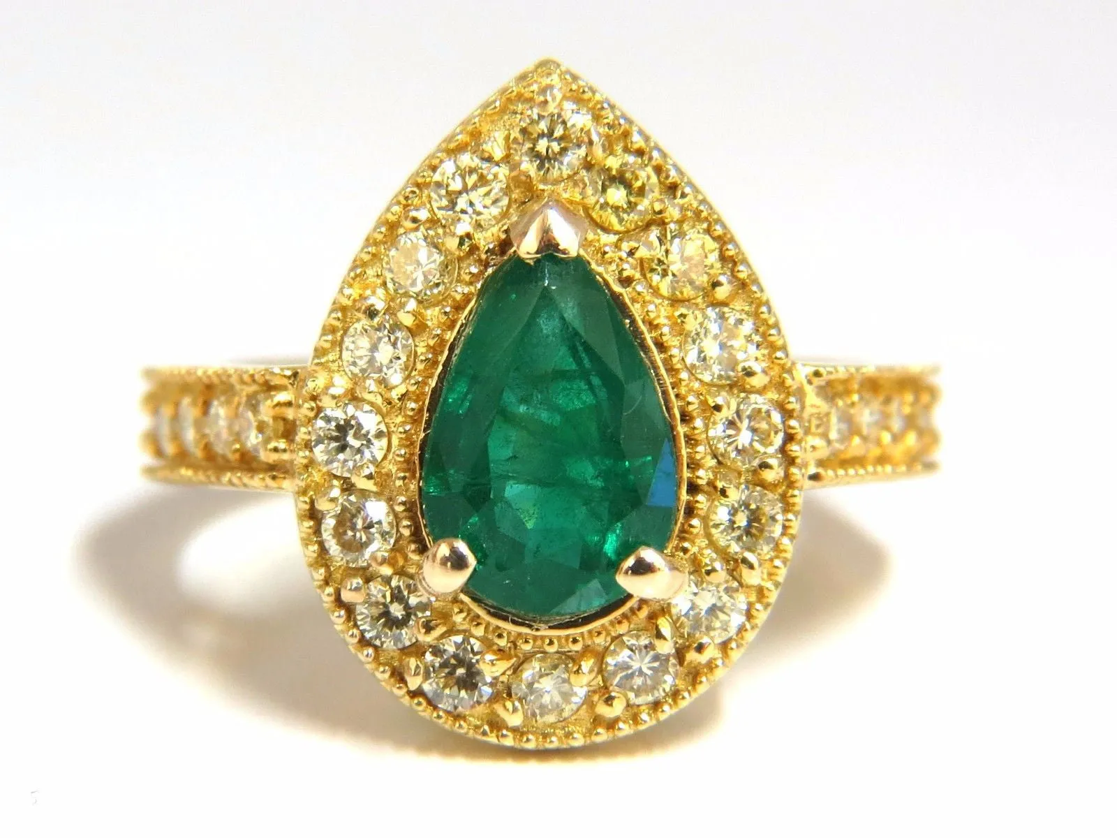 2.85ct Natural Pear Brilliant Emerald diamond ring 14kt G/Vs  Fancy Yellows