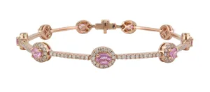 2.95ct tw Pink Sapphire and Pave Diamond Station Bracelet