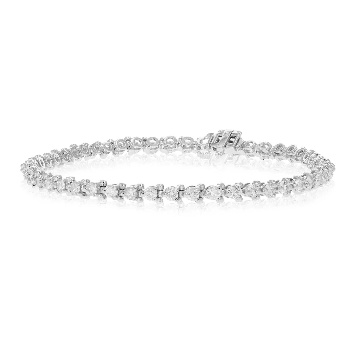 3 cttw Diamond Trillion Shape Tennis Bracelets in 10K White Gold