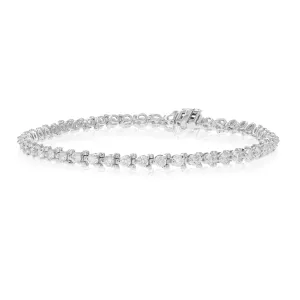 3 cttw Diamond Trillion Shape Tennis Bracelets in 10K White Gold