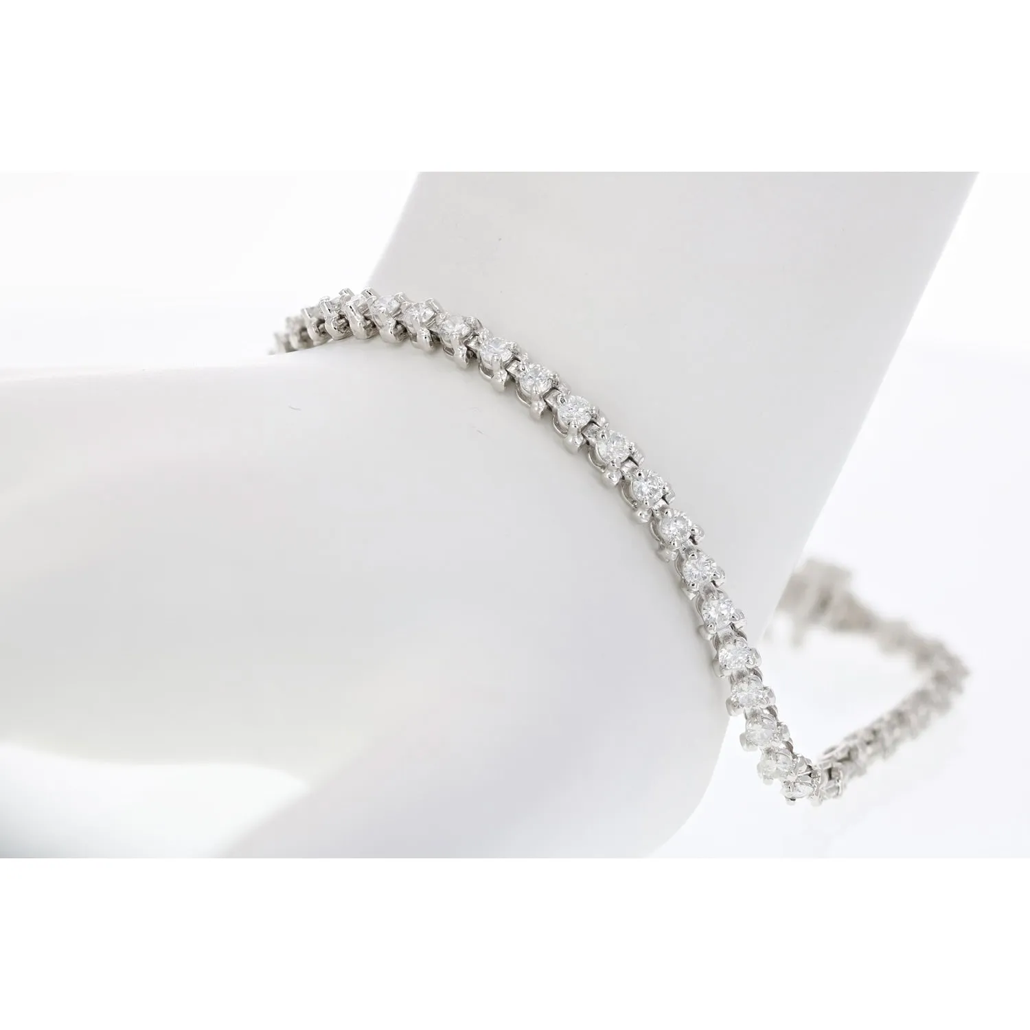 3 cttw Diamond Trillion Shape Tennis Bracelets in 10K White Gold