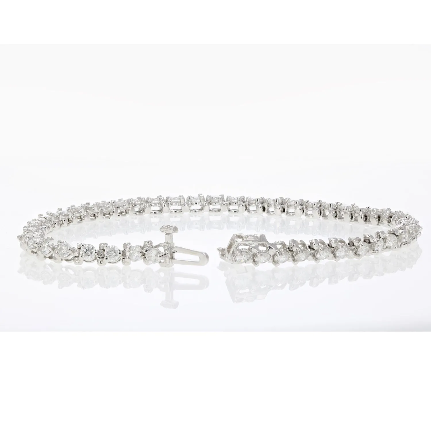 3 cttw Diamond Trillion Shape Tennis Bracelets in 10K White Gold
