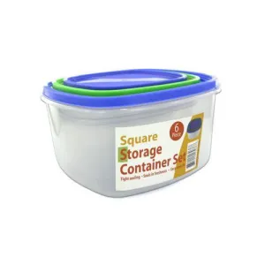 3 Pack square storage container set sith lids ( Case of 3 )