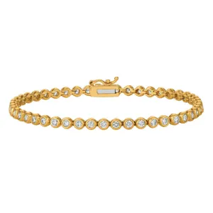 3.10 Carat Natural Diamond Bezel Bracelet G SI 14K Yellow Gold 7 inches