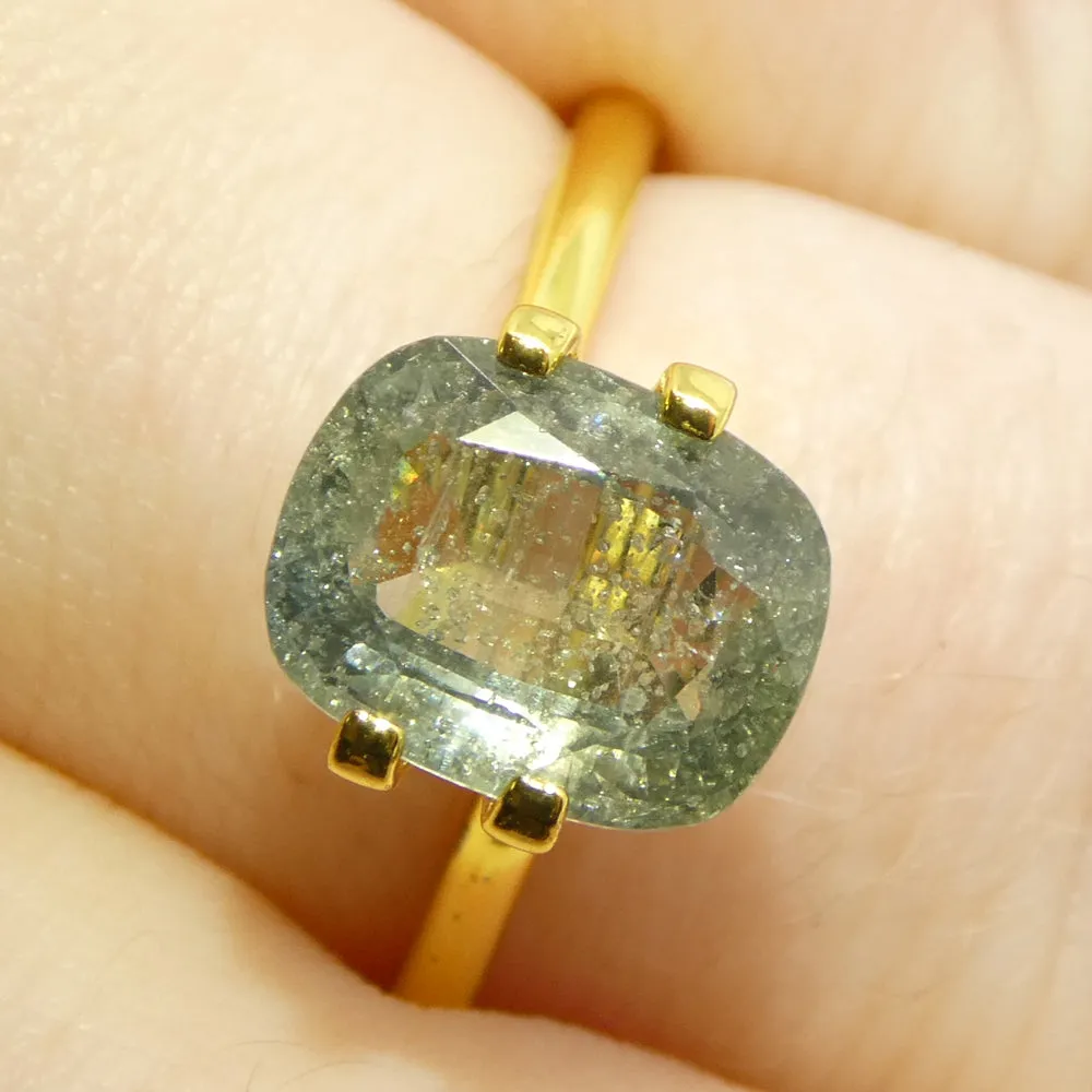 3.17ct Cushion Teal Blue-Green Sapphire from Tanzania Unheated