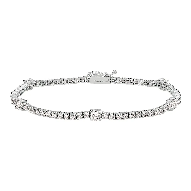 4.00 Carat Natural Diamond Bracelet 14K White Gold 7''