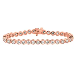 4.00 Carat Natural Diamond Bracelet G SI 14K Rose Gold 7 inches