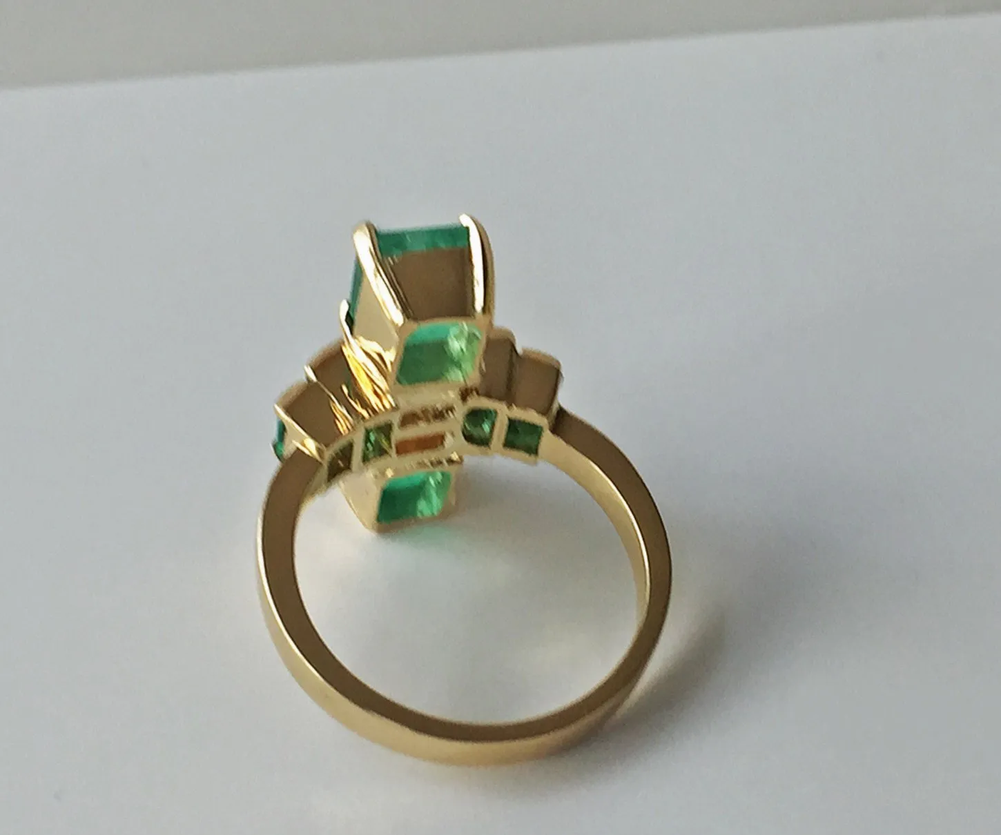 4.24 Carat Natural Fine Colombian Emerald Diamond Art Deco Style Ring 18K