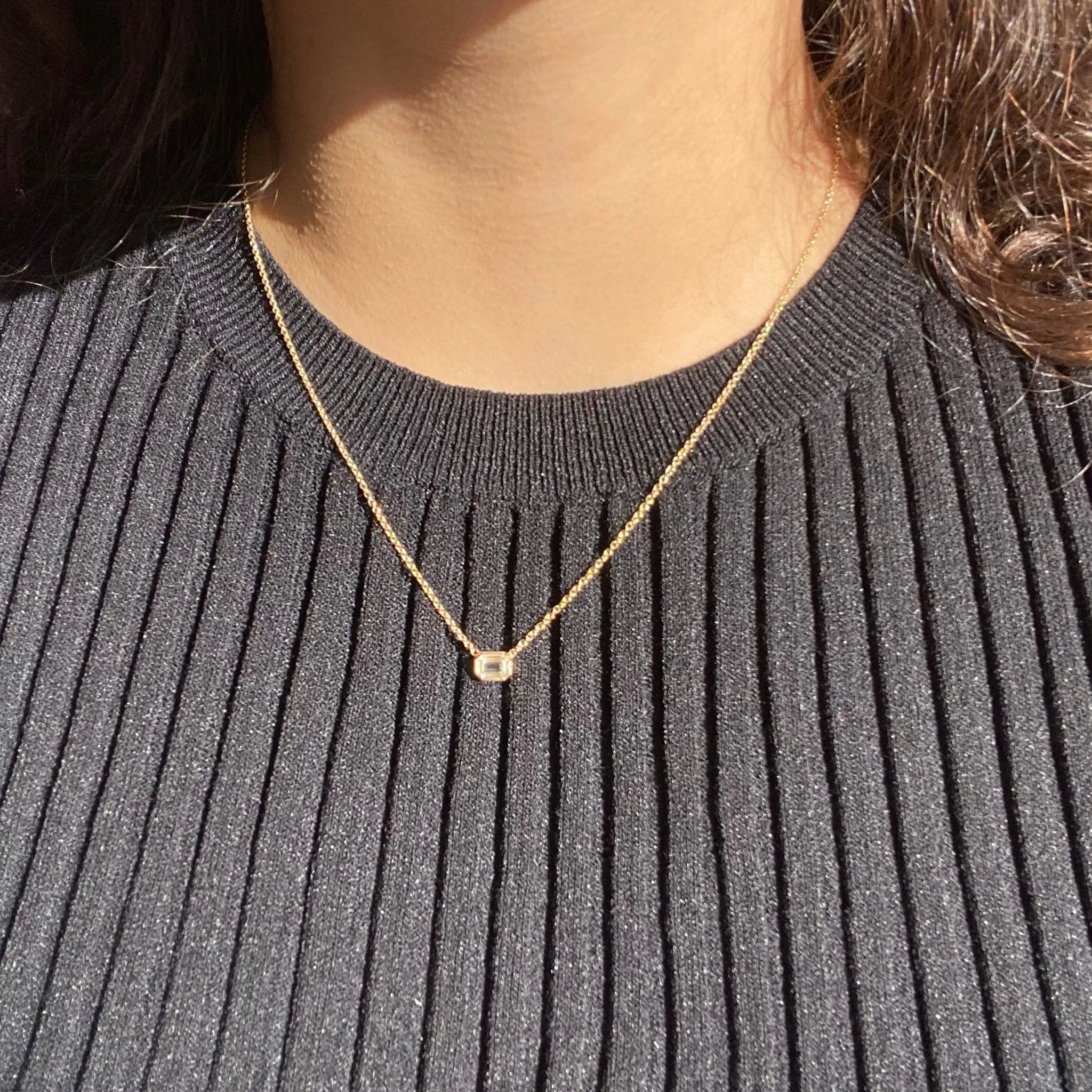 .47ct Emerald Cut Diamond Pendant 14kt Yellow Gold