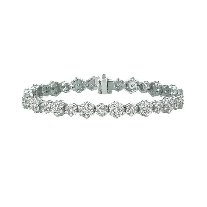 6.00 Carat Natural Diamond Bracelet G SI 14K White Gold 7''