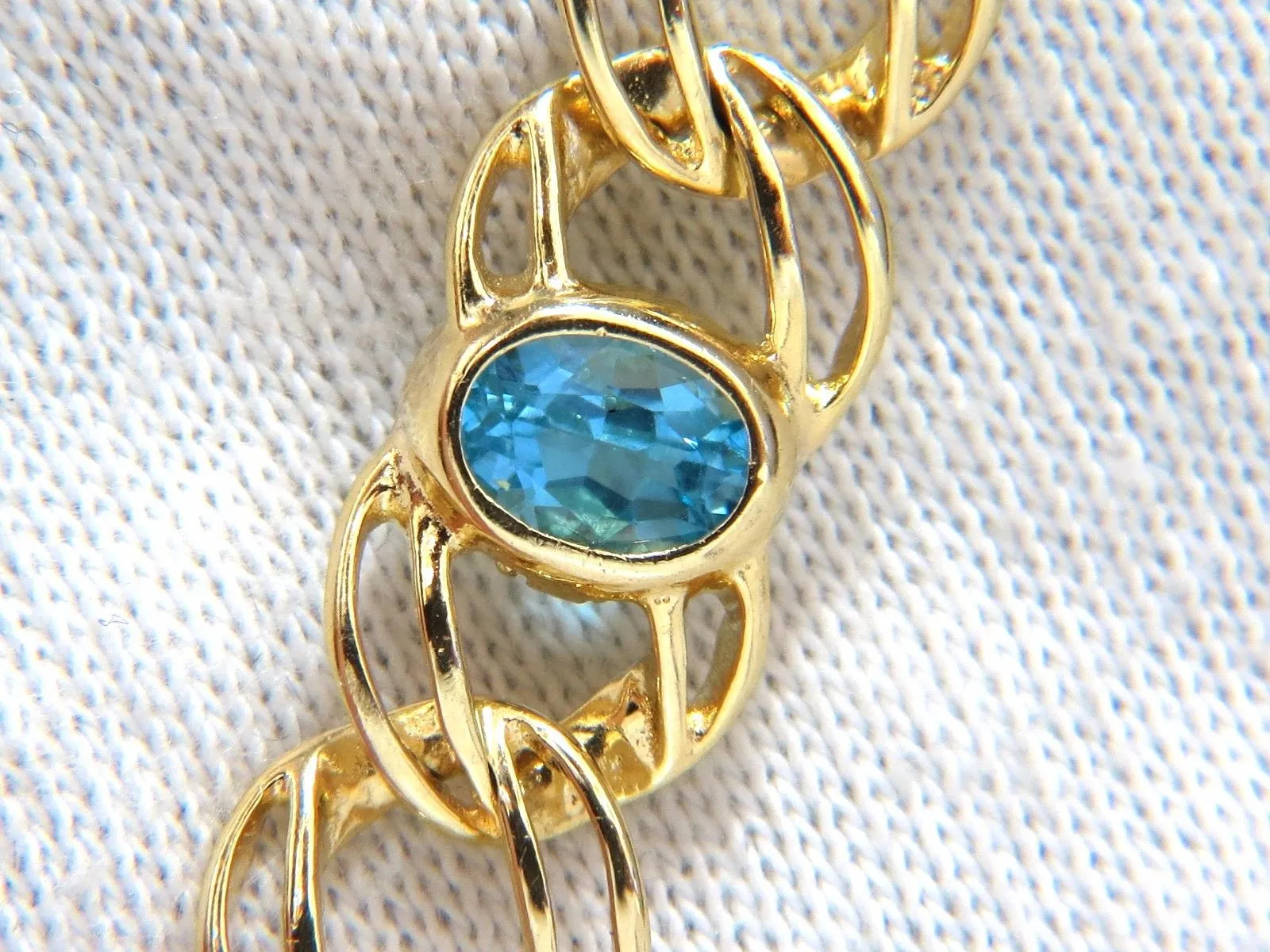 6ct Natural Swiss Blue Topaz bracelet 14k Vintage Deco