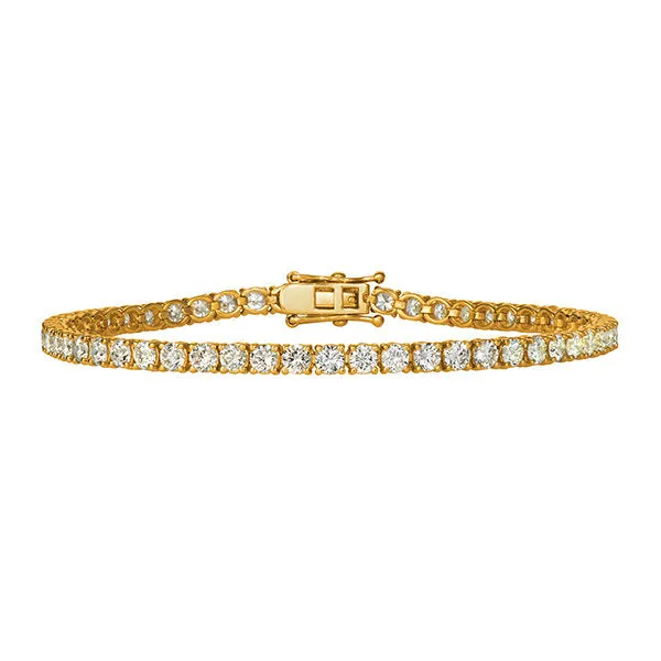 7.00 Carat Natural Diamond Tennis Bracelet G SI 14K Yellow Gold 7''