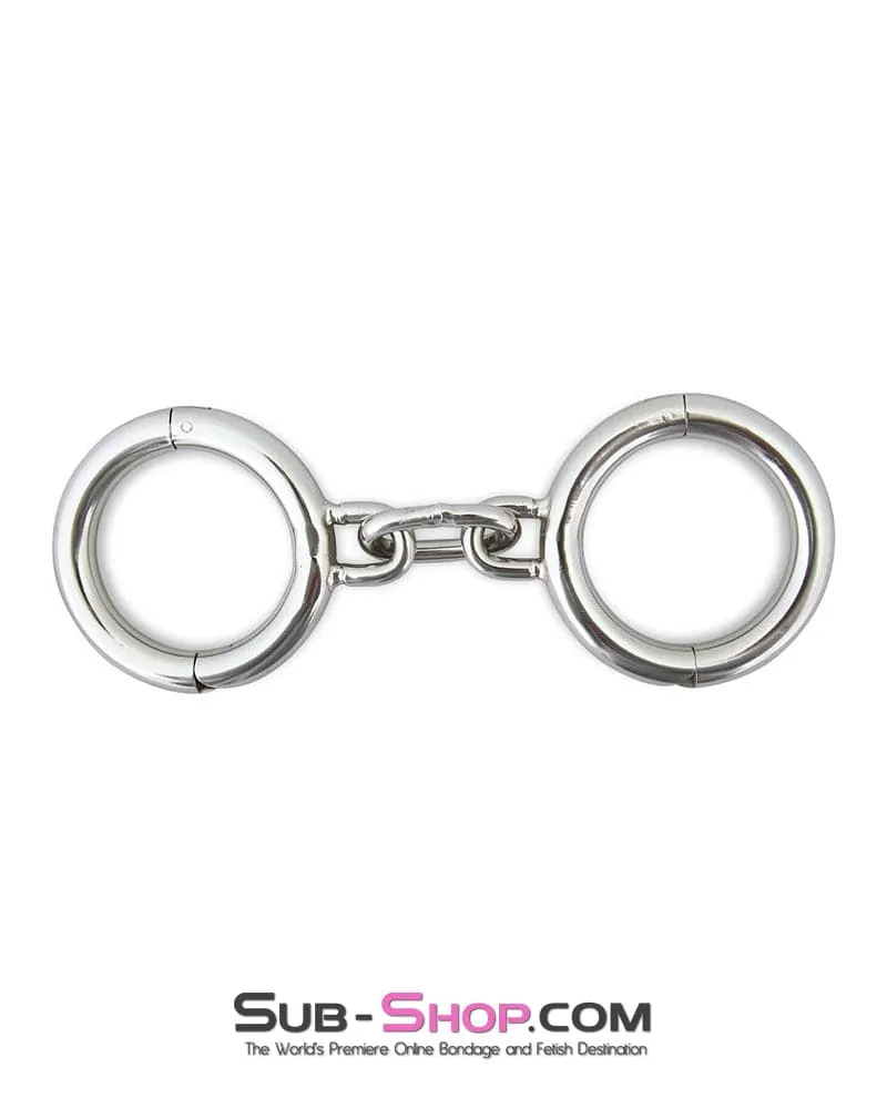 7187M      Heavy Bondage Stainless Steel Wrist Manacles, Small / Medium