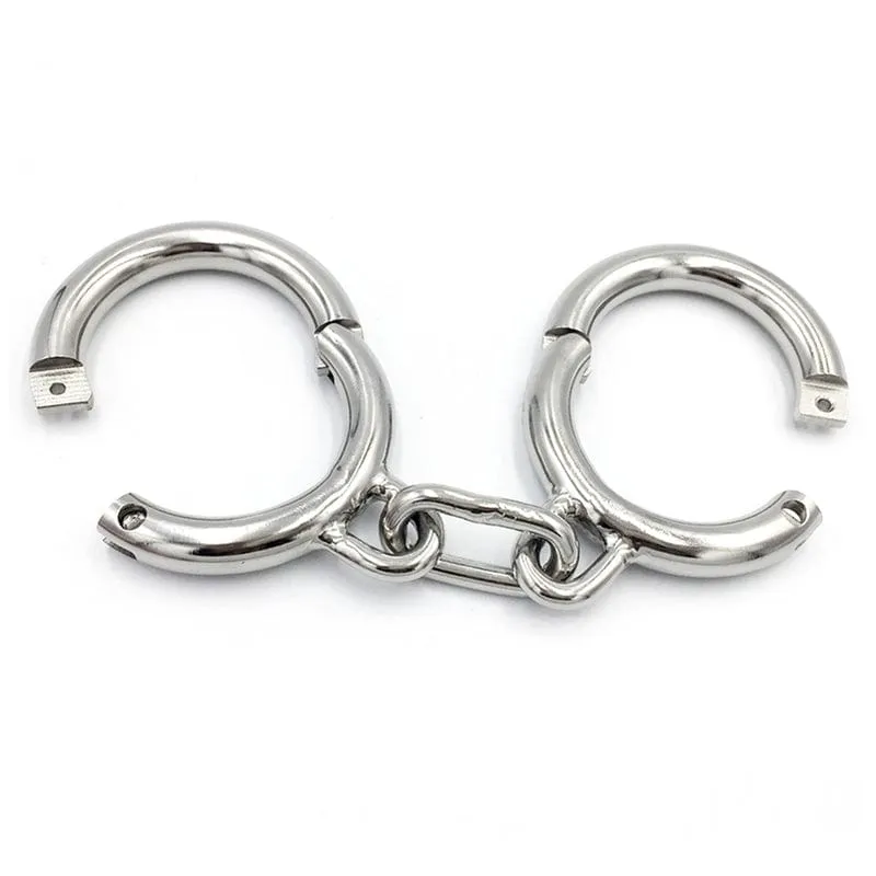 7187M      Heavy Bondage Stainless Steel Wrist Manacles, Small / Medium