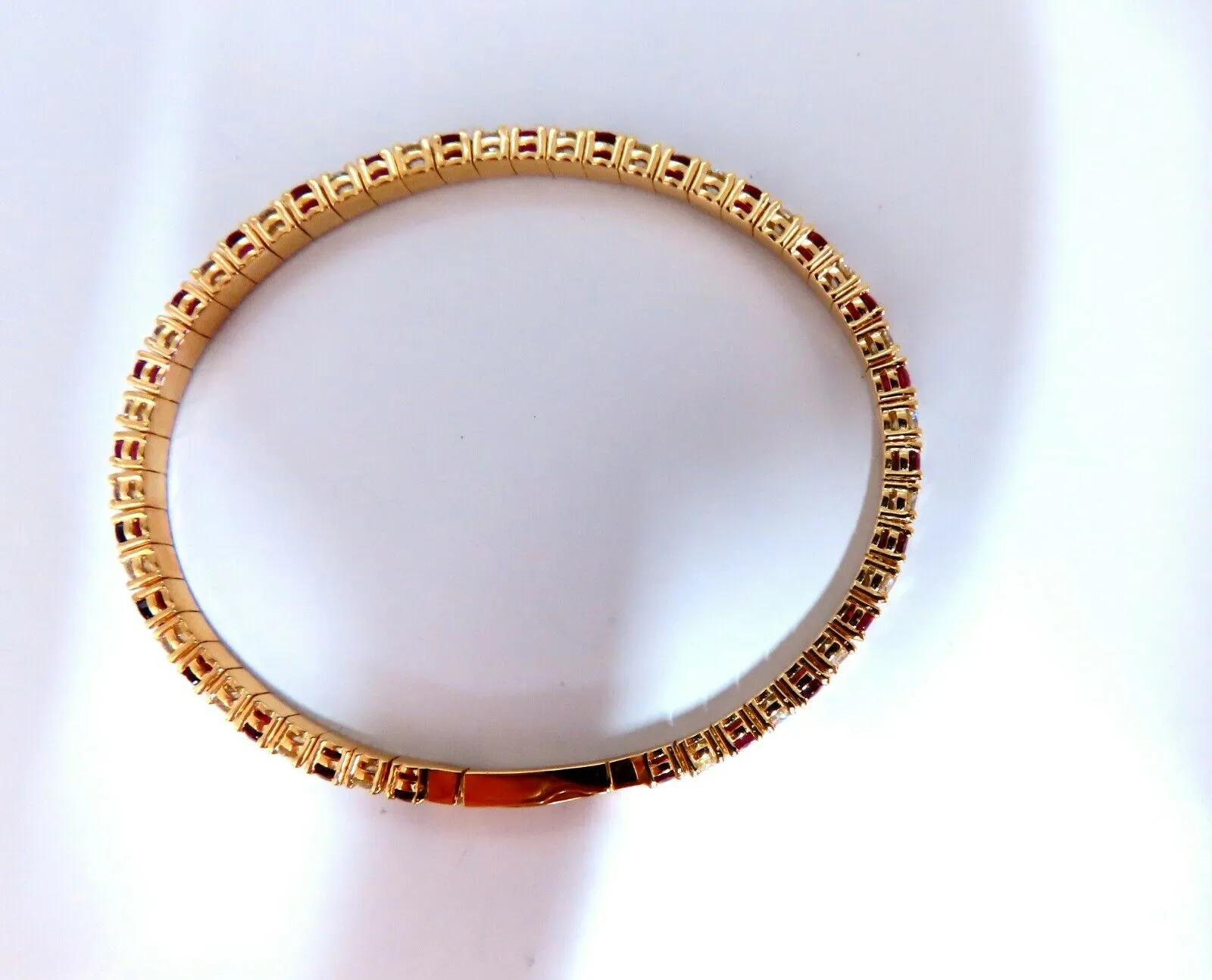 7.80ct natural round cut ruby diamonds bangle bracelet 14kt Flex