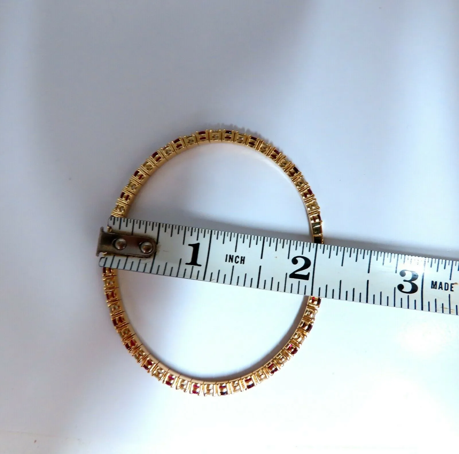 7.80ct natural round cut ruby diamonds bangle bracelet 14kt Flex