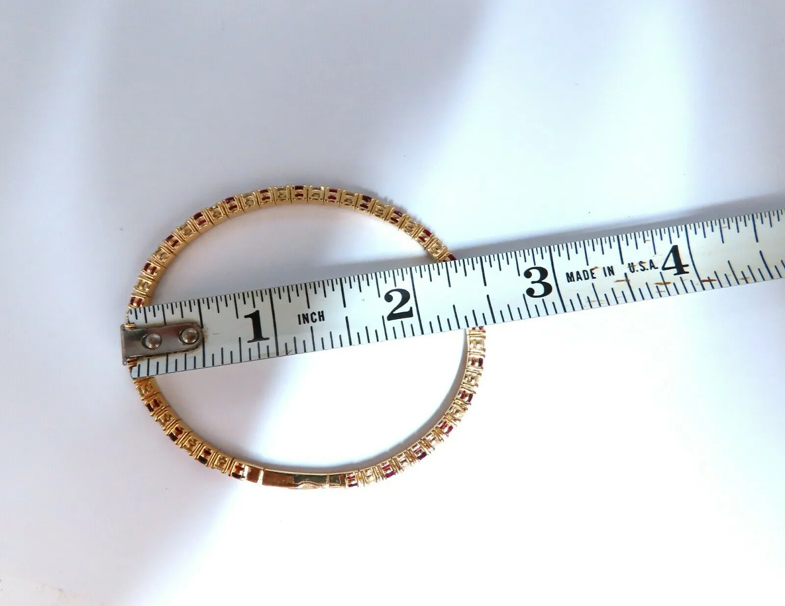 7.80ct natural round cut ruby diamonds bangle bracelet 14kt Flex