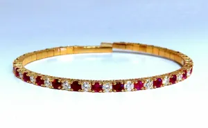 7.80ct natural round cut ruby diamonds bangle bracelet 14kt Flex