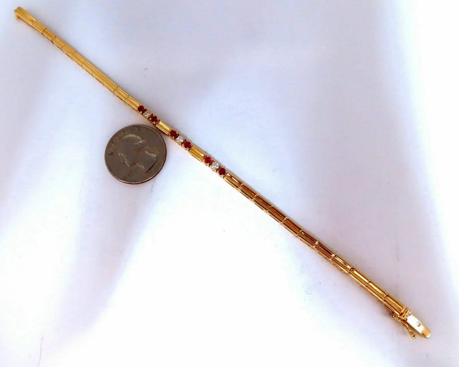 .80ct Natural Ruby .33ct Diamonds Vintage Bracelet 14 Karat