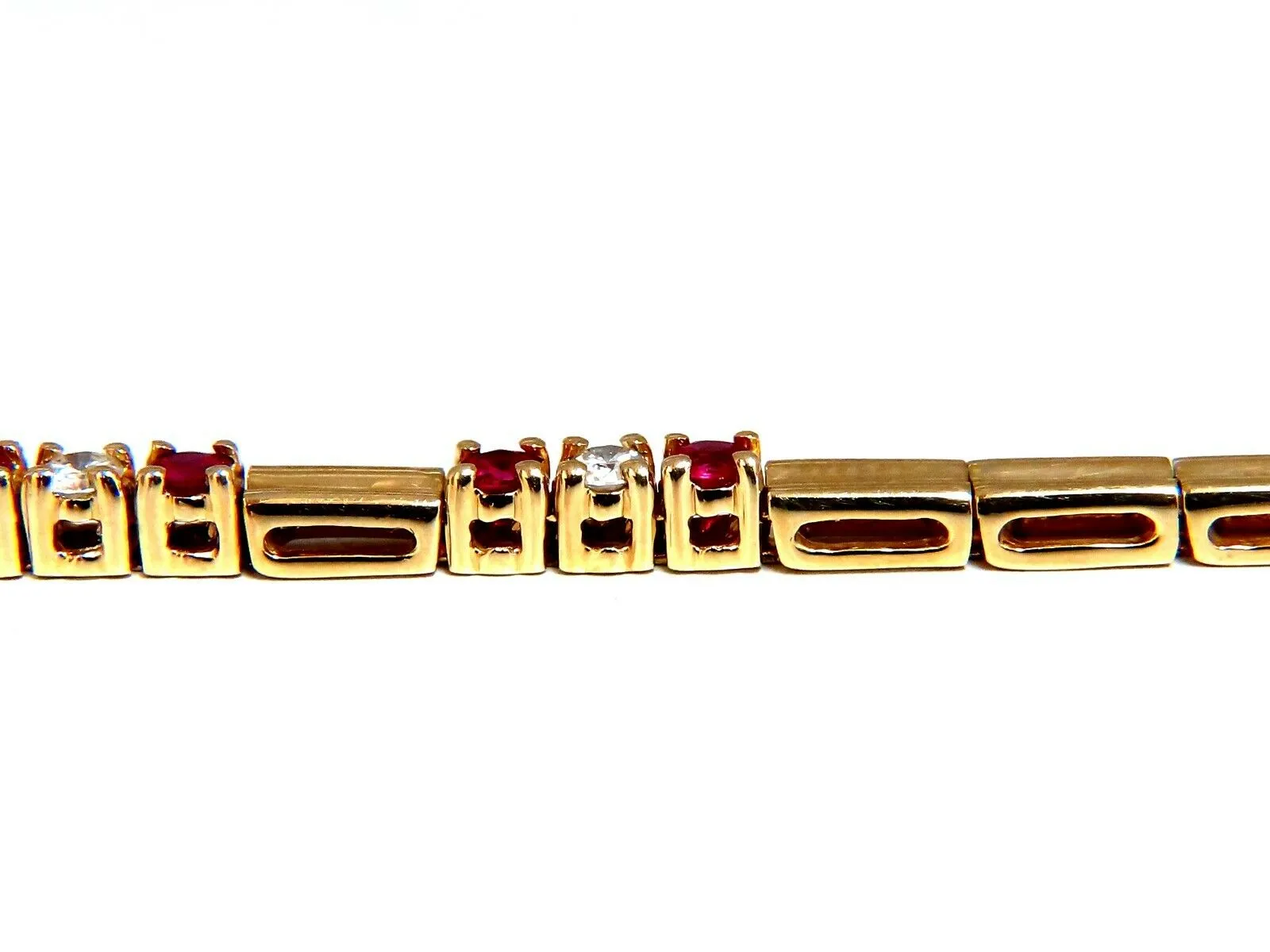 .80ct Natural Ruby .33ct Diamonds Vintage Bracelet 14 Karat