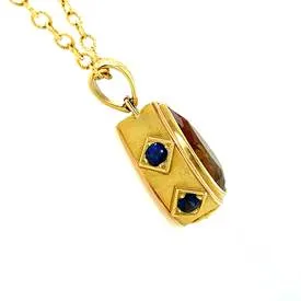 8.20 ct. Citrine Pear and Sapphire Yellow Gold Handmade Pendant Drop Necklace