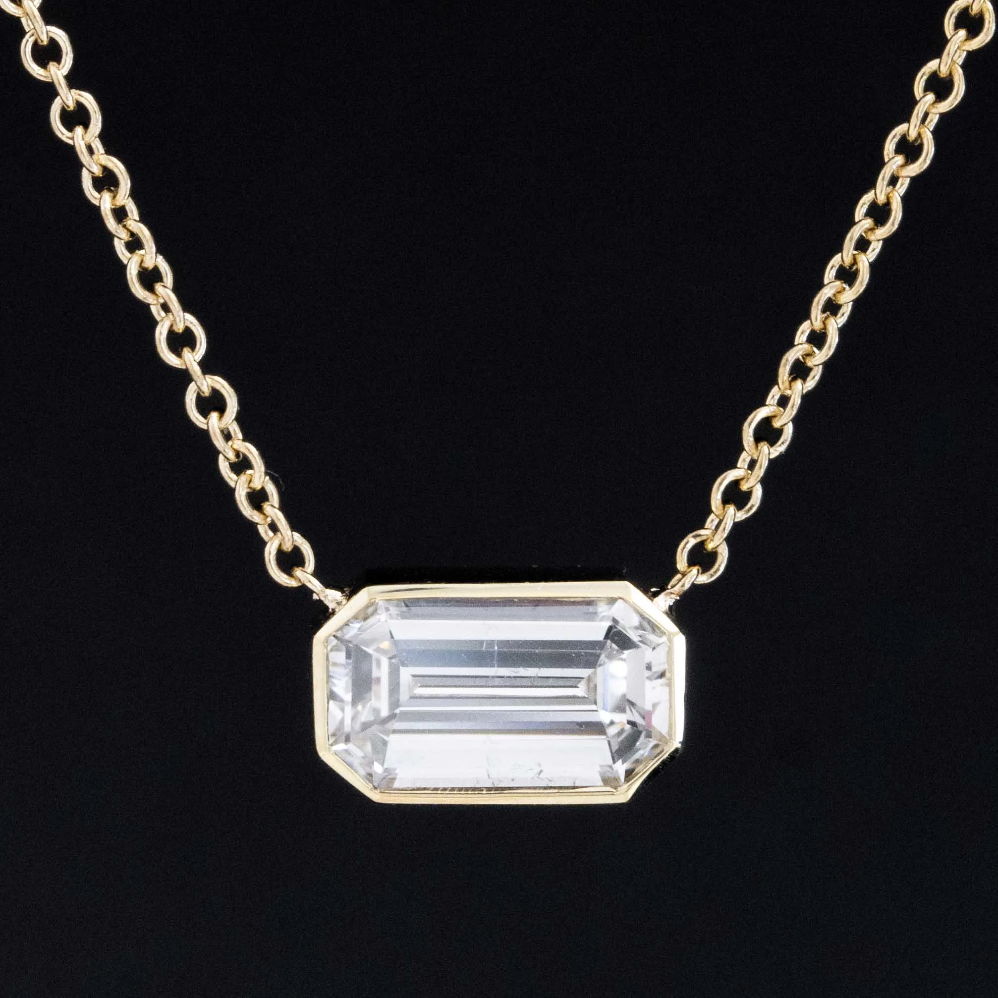 .87ct Emerald Cut Diamond Bezel Pendant
