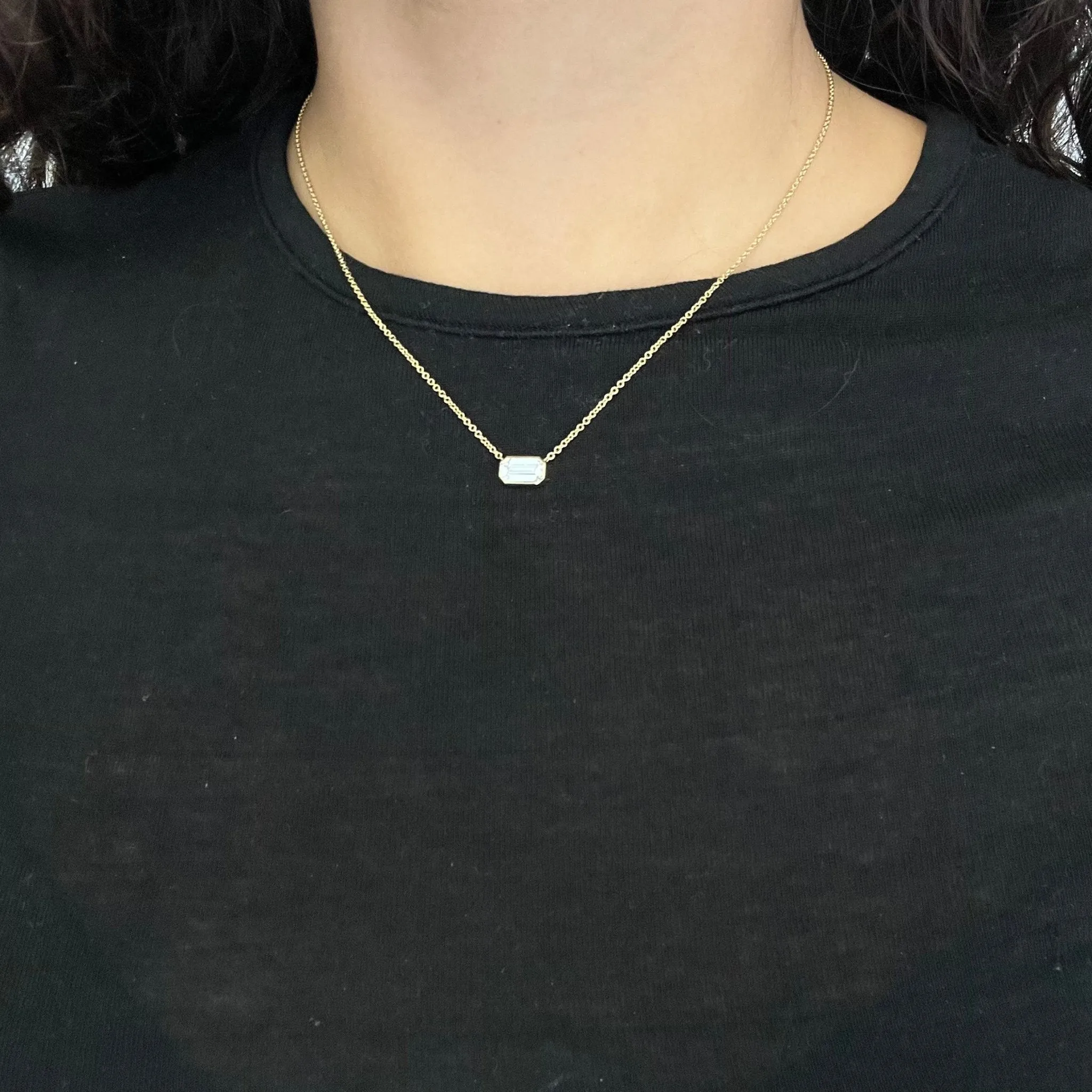 .87ct Emerald Cut Diamond Bezel Pendant